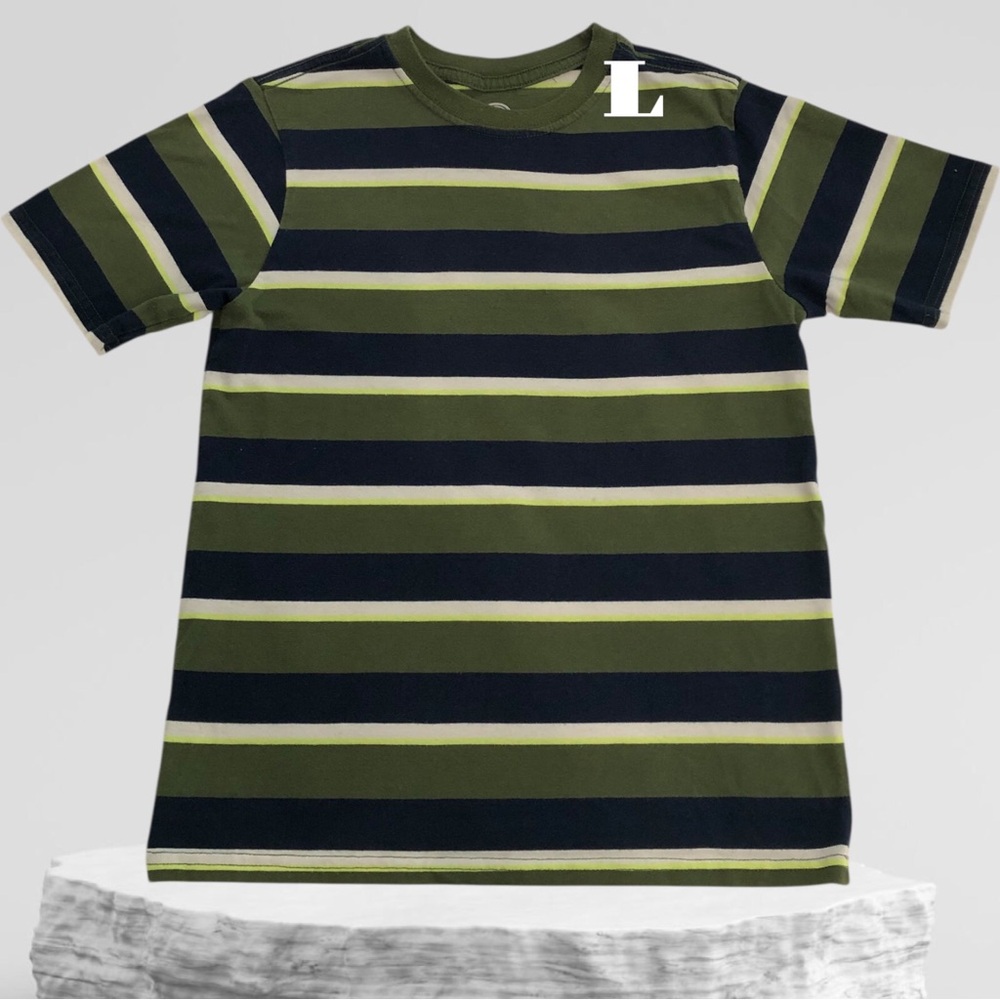 Striped Green, Navy & White Kids Shirt